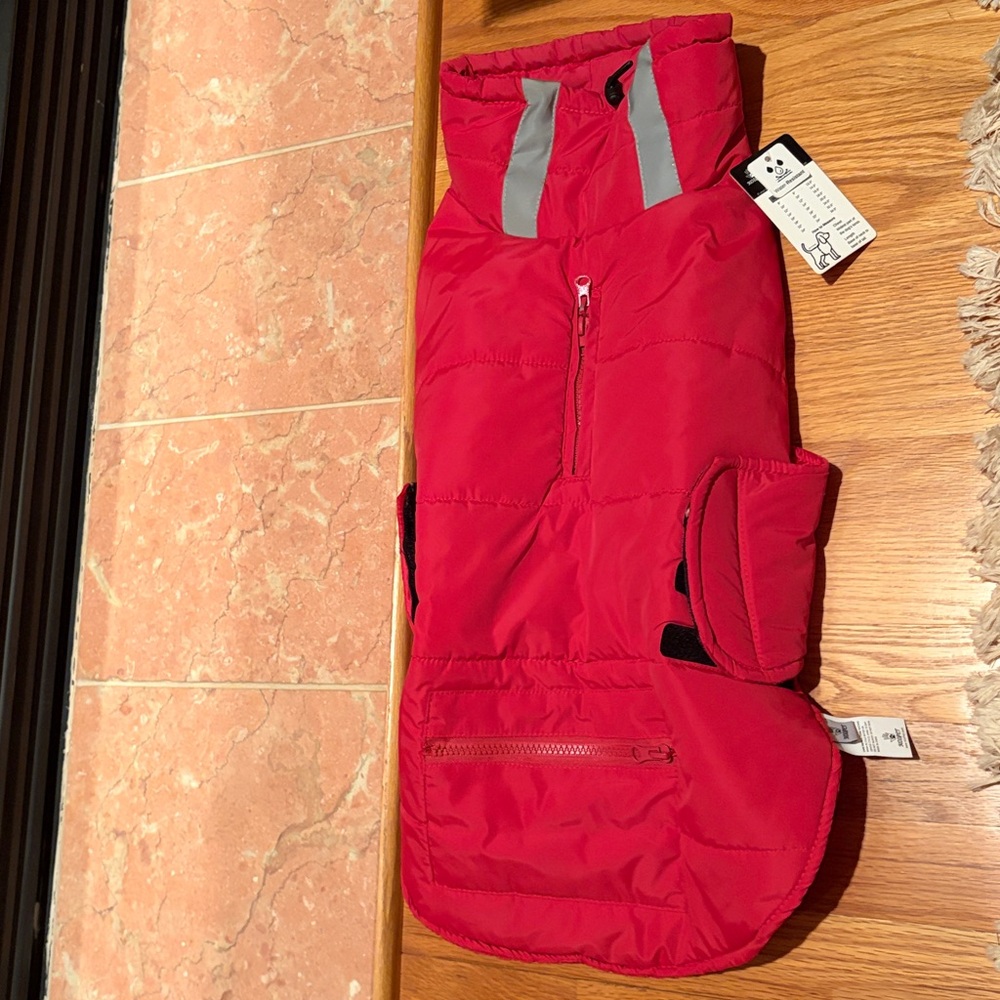 koi Red Dog Jacket with Reflective Strips